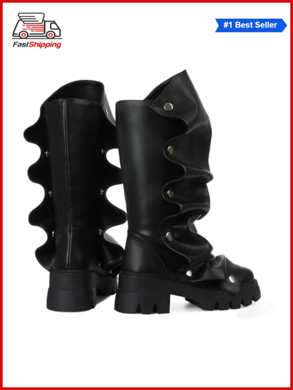 ✨ Women's Slouchy Fold Over Mid-Calf Boots Chunky Heel Pull-On - Picture 3 of 6